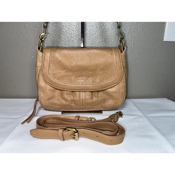 American Leather Co Marino Crossbody Bag With Two Straps In Vachetta Camel EUC - Picture 13 of 14